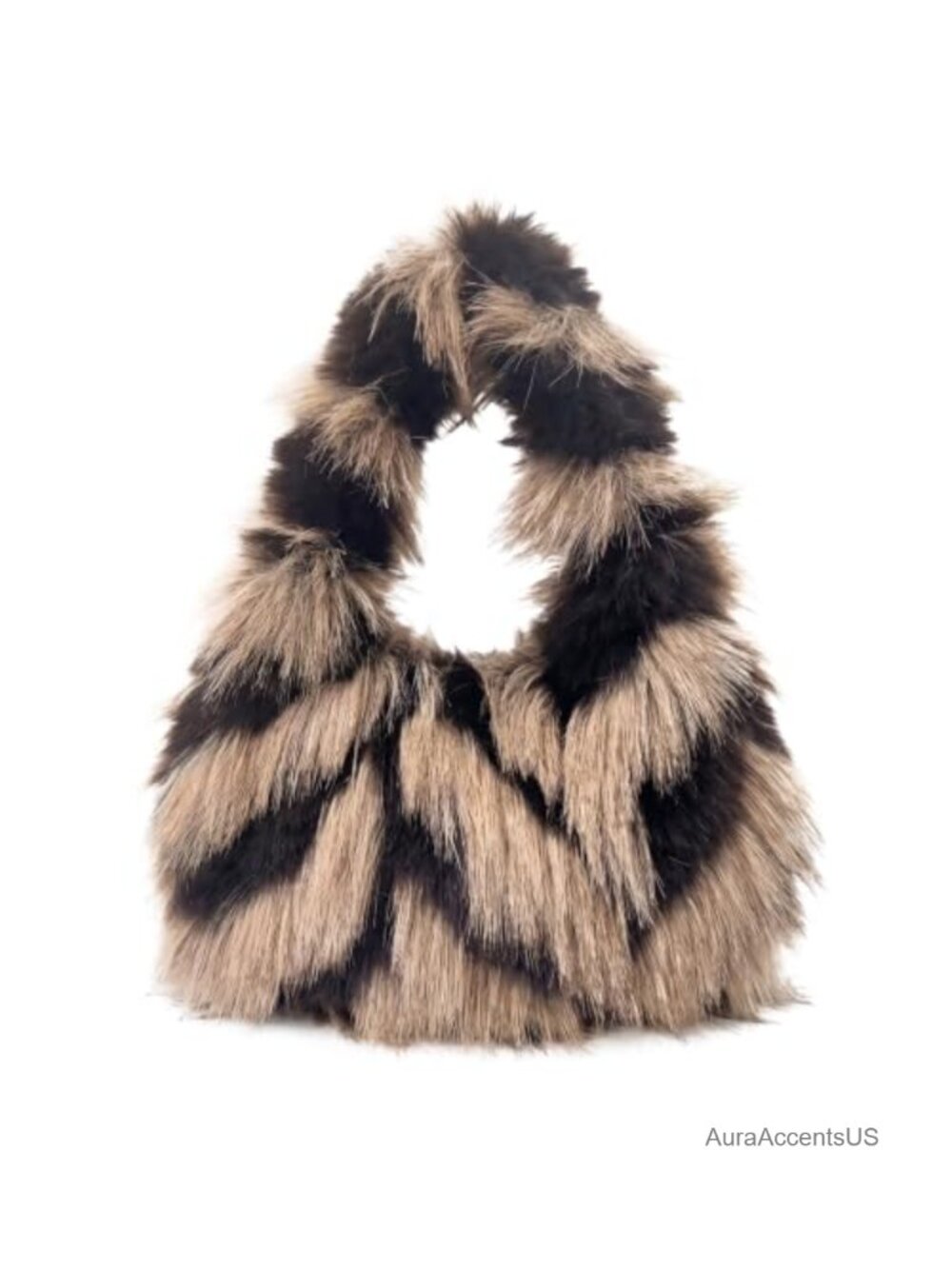 Faux Fur Tote Bag Crescent Shoulder Bag Plush Purse Underarm Hobo